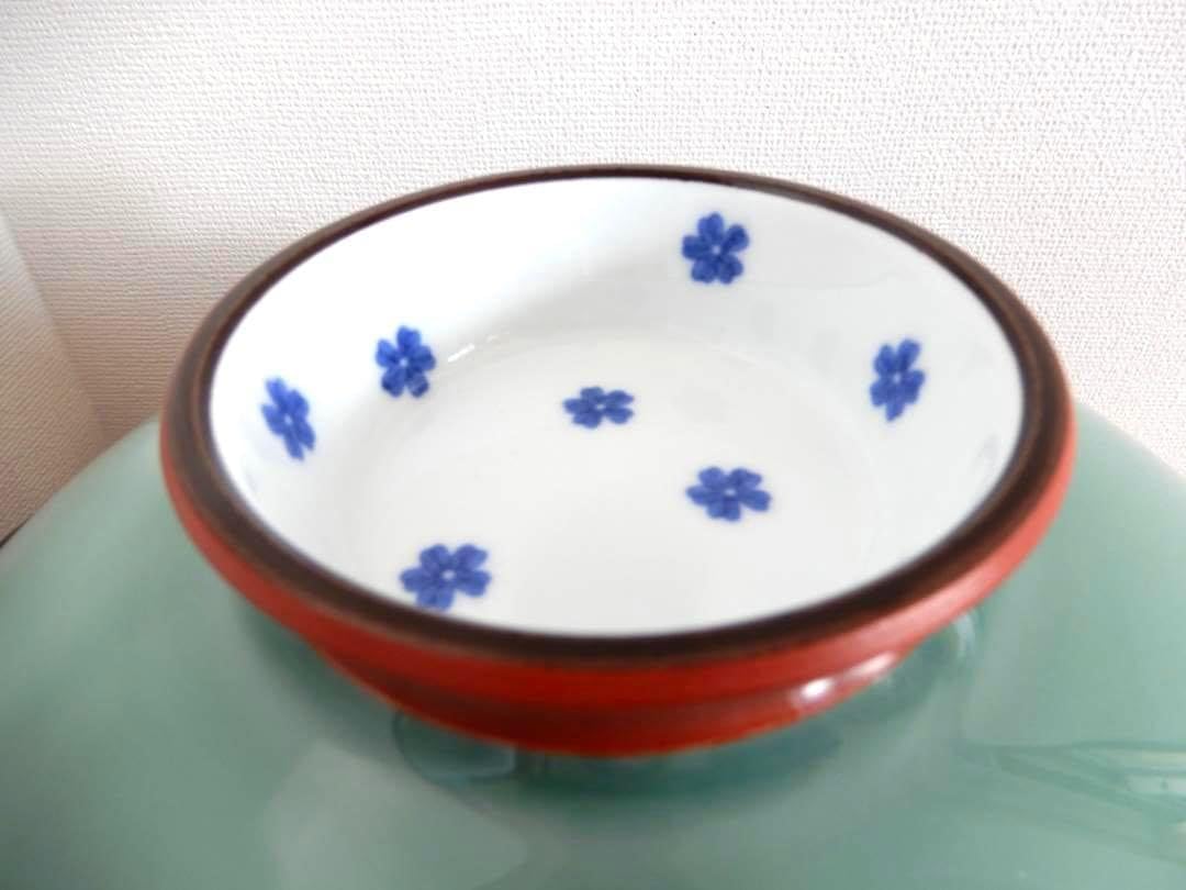 【深川製磁】百年庵 レア 花散し 青磁赤錆 桜 9号土鍋 新品♬ 深川製磁百年庵 花散し 青磁赤錆 桜 9号土鍋 ♬